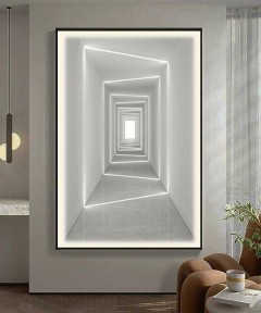 Black Frame 80*120 Cm White 3D Effect Crytsall Porsalein Painting With Led Light